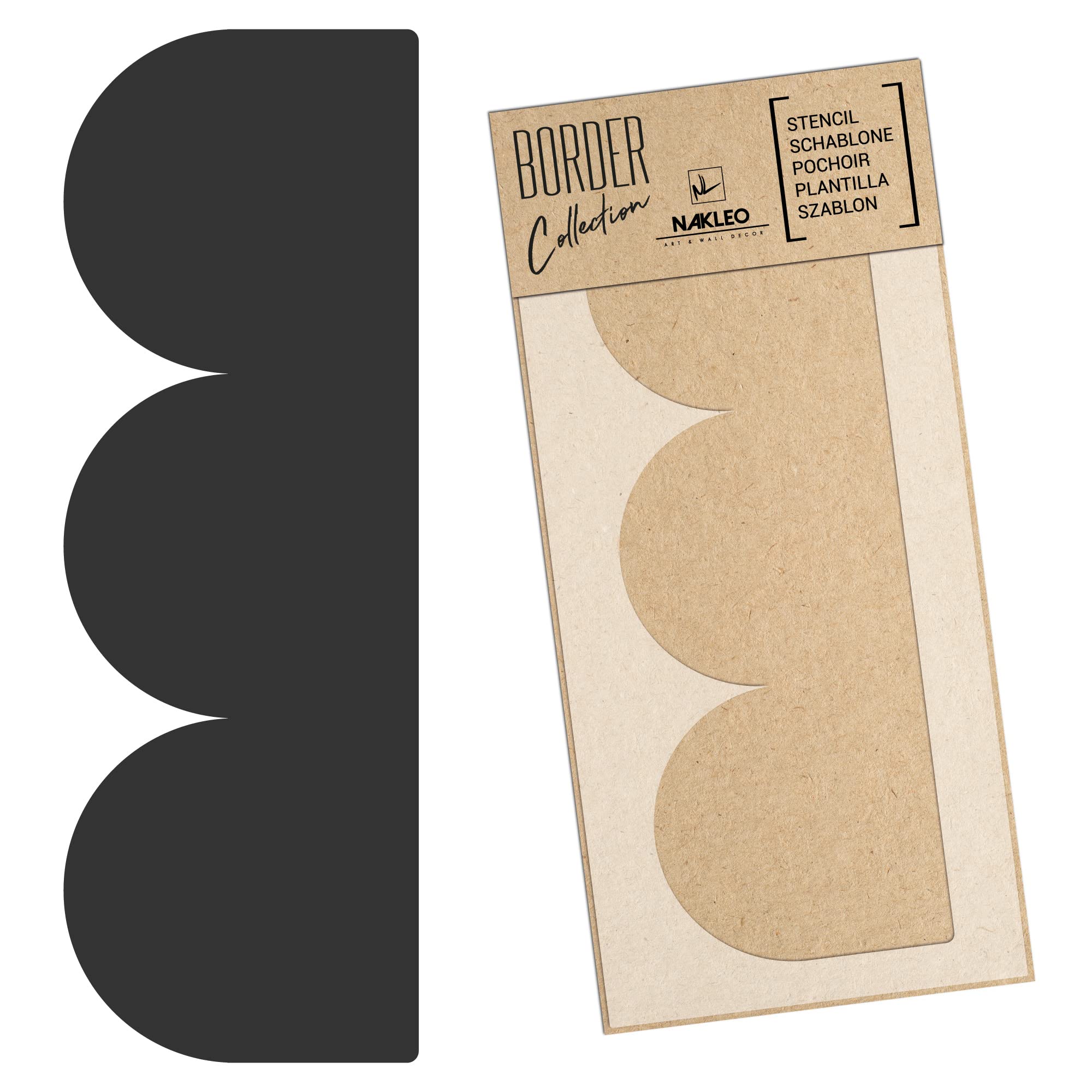 NAKLEO Border Wall Stencil 21x45cm, Geometric Frill Semicircles Ruffle Pattern, Reusable Plastic Template, Painting Stripe DIY Art and Craft Home Decor, Fabric Furniture Wood Paper Patio