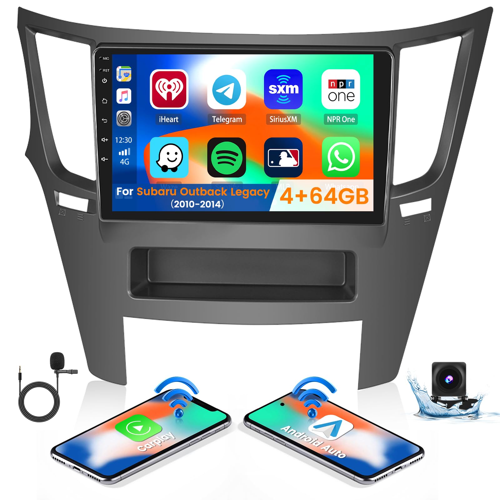 Photo 1 of Inefala 8-Core 4+64G Android Car Stereo Screen for Subaru Outback Legacy 2010-2014 Radio Upgrade, 9'' Touch Screen with Wireless CarPlay Android Auto, Bluetooth, GPS Navigation, AHD Backup Camera