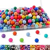 Lovyomi 200Pcs 12mm Silicone Beads Bulk for Pens, Mixed Color Silicone Beads for Keychain Making and Bracelet Crafts（Multicolor）