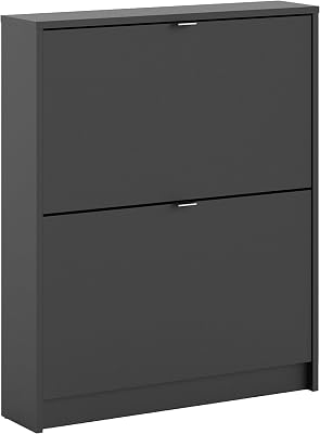 Schuhschrank mit zwei Türen, Farbe Schwarz, 70,3 x 85,2 x 16,55 cm