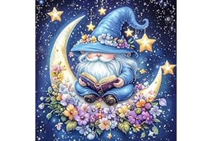 cdjlddww Gnome Diamond Painting Kits for Adults, Moon Diamond Art Kits for Adults, Flowers Paint with Diamonds Gem Art,DIY Full Drill Diamond Paintings Arts and Crafts for Home Decor 14x14 Inch