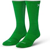 Odd Sox - Basix Bright Athletic Crew Socks - Knit Cotton Cushioned Breathable Arch Support - Large Size Unisex