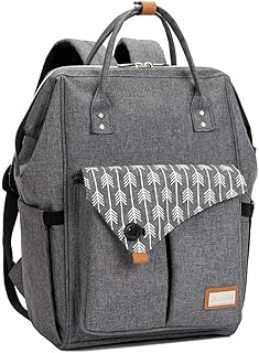 Baby Wickelrucksack Wickeltasche mit Wickelunterlage Multifunktional Große Kapazität Babytasche Reisetasche für Unterwegs, Grau