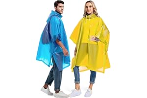 Borogo 2 Pack Rain Ponchos for Adults Reusable - Raincoats Survival Emergency Heavy Duty Rain Coat with Drawstring Hood