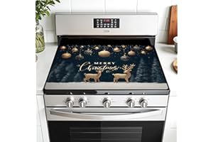 AOHMPT Christmas Multi-Design Stove Top Cover for Glass/Electric Stoves - 3-in-1 Heat-Resistant Protector Mat,Non-Slip Drying Rack 28"x20"