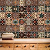indabyo Moroccan Style Tile Stickers 20pk Brown Vintage Mosaic 15cm x 15cm Peel view 3