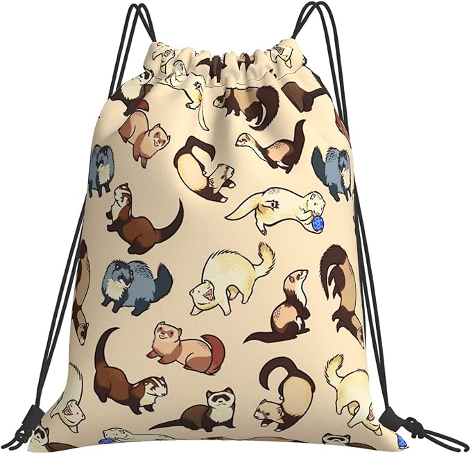 Adorable Ferret Simple Drawstring Backpack Bags Cinch String Bags