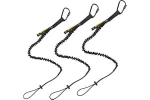 TRSMIMA Safety Tether Tool Lanyard - 3 Pack Fall Protection Lanyard with Single Aluminum Screw Lock Carabiner Metal Buckle Ad
