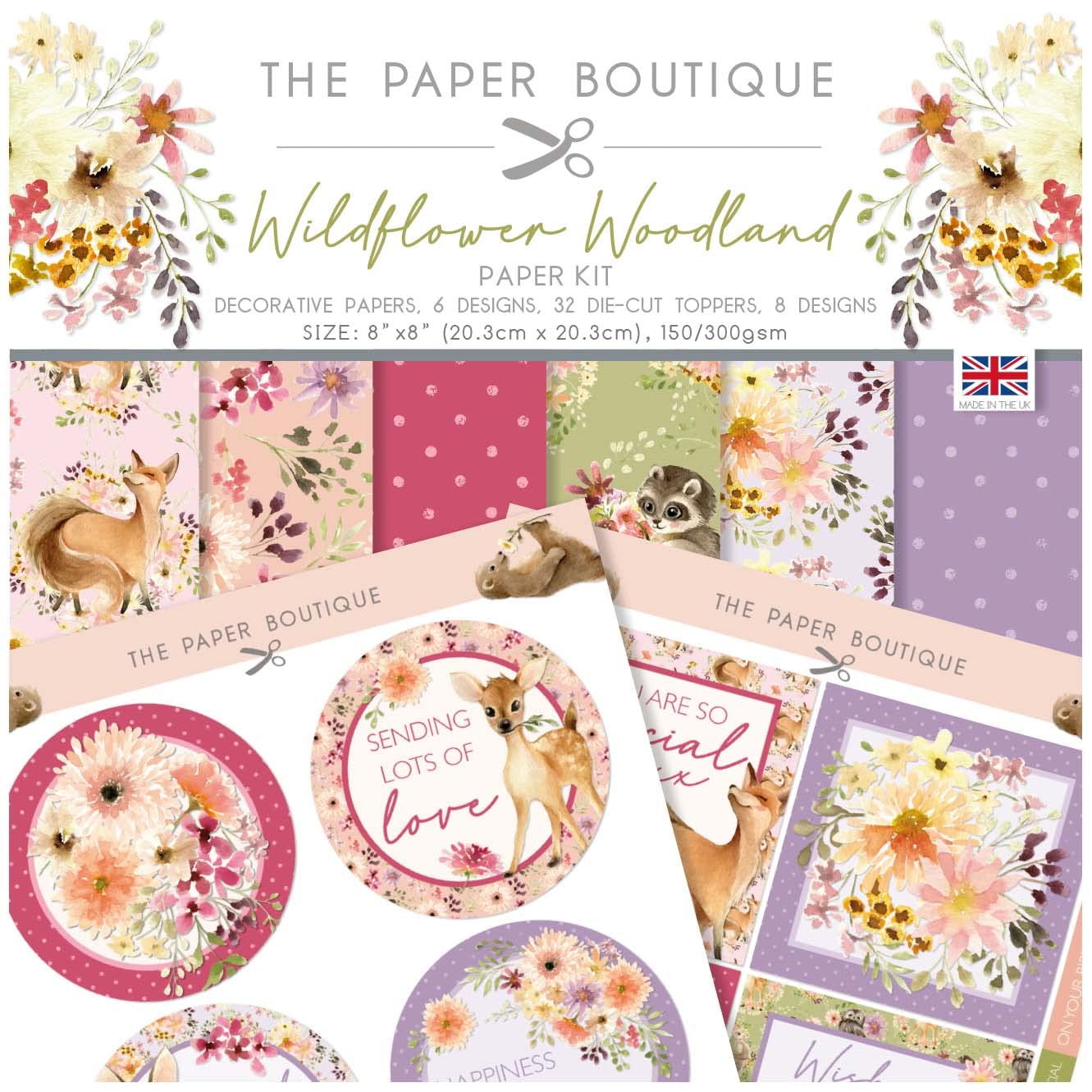 The Paper Boutique Wildflower Woodland - Paper Kit, 8"x8", Multicolor