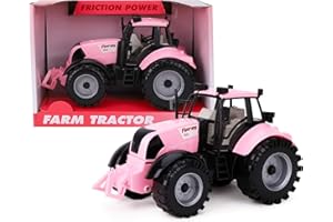 Toyland® Friction Powered Farm Tractor with Opening Bonnet (Pink)