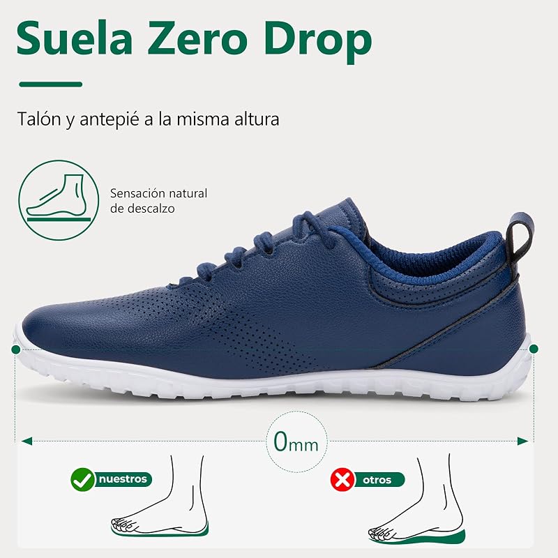 Ténis descalços masculinos, ténis minimalistas leves antiderrapantes, sapatos sintéticos descalços para caminhadas ao ar livre Casual Blue, 42º ano