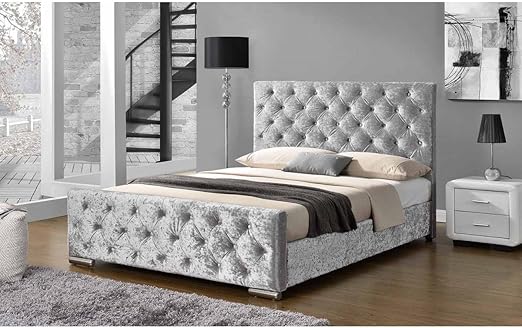 Buckingham Stoff Gepolsterten Silber Crushed Samt Bett Doppelbett Amazon De Kuche Haushalt