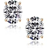 SMILEST Oval Moissanite Earrings for Women Men, 1-4ct Lab Created Moissanite 4-Prong 925 Sterling Silver Stud Earrings for Women Men Hypoallergenic
