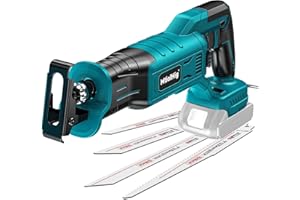 Cordless Reciprocating Saw for Makita 18V Battery: MtiolHig Brushless Recipro Saw Tool Only, 3200SPM 3 Variable Speed，1" Stroke Length, Keyless Blade Clamp with Blades for Wood Metal PVC Cutting