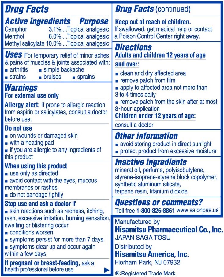 Salonpas Pain Relieving Patches, 60 Count: Health & Personal Care
