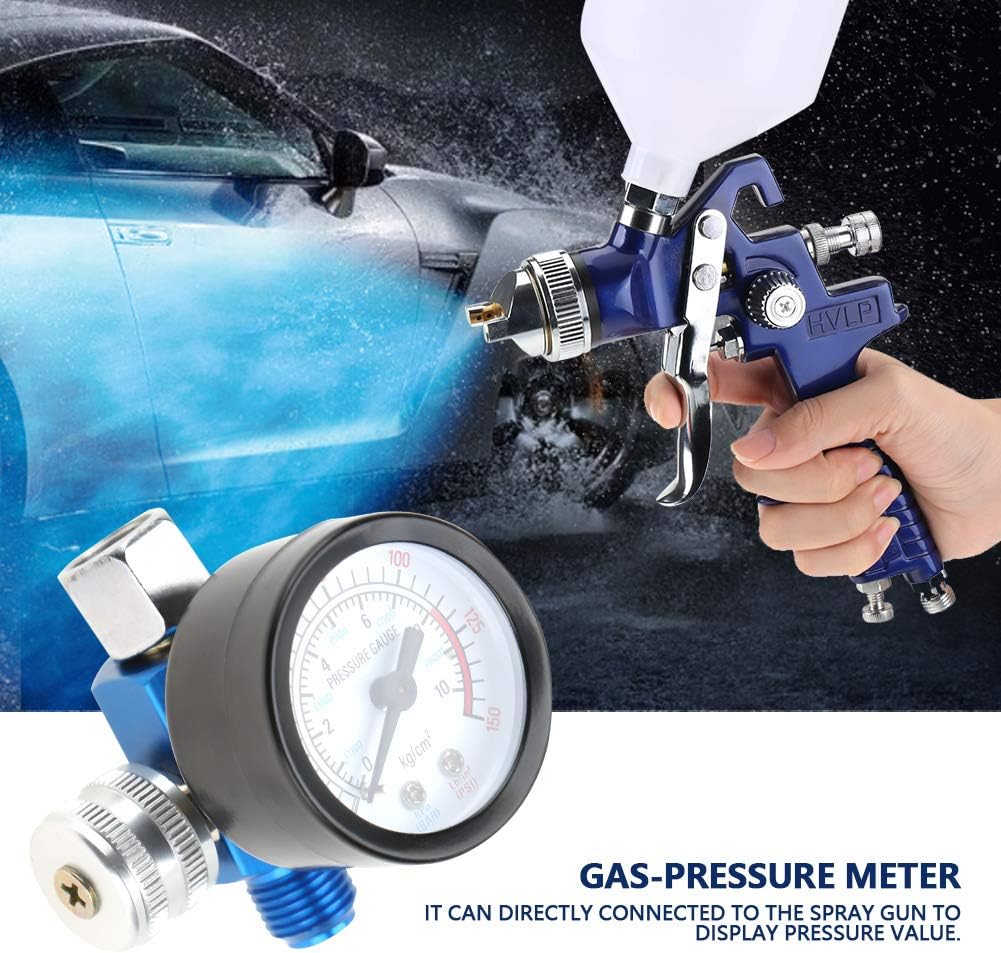 Akozon Air Pressure Regulator, 1/4in 0-150PSI Spray Paint Gun Air Pressure Regulator Pressure Gauge Pneumatic Tool Accessory - Image 3