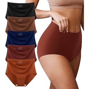 High Waisted Seamless Womens Underwear Comfort No Show Breathable 5 Pack | Invisibles, Comfortable, Stretchy, C Section, Silk