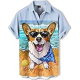DADDYLOCO Men's Hawaiian Button Down Shirt, Funny Donkey Print, Short Sleeve Casual Beach Wear