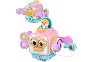 SOONYANG Montessori Toys For 1 Year Old Girl Gifts，Travel Activities Busy Board Cube Montessori Toys For 1 Year Old ，Sensory Toy For One Year Old Girl Birthday Gifts，Learning Fine Motor Skills Baby Toy
