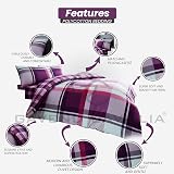 GC GAVENO CAVAILIA Checkered Duvet Cover Set 3 Pieces Purple Double view 2