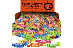 TABOOM Tootsie Roll Fruit Chews - Mega Halloween Candy Mix 5 Flavors of Assorted Halloween Fruit Candy, Approx 250 Halloween Candy Bulk Individually Wrapped