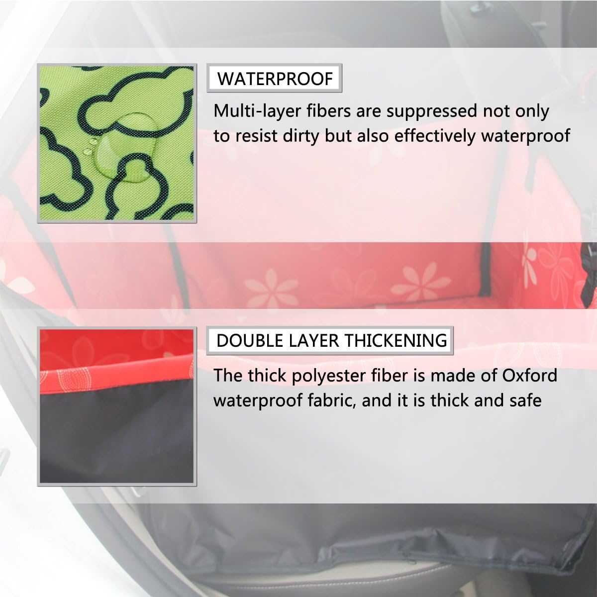 PETCUTE Car seat cover dog Rear Seat Covers for Dogs Dog Car Seat Cover dog car seat Car Hammock, Red B - Image 5