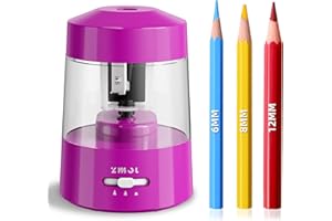 ZMOL Electric Pencil Sharpener Battery Operated Power Kids for Colored & Jumbo Pencils No.2/(6-12mm) - Safe & Easy Use Plug in Portable with (AC Adapter,USB, Battery) for Classroom/Office/Home Pink