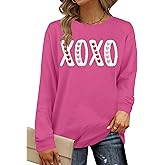 ELDPS Valentines Sweatshirt for Women: Love Heart Graphic T Shirt Valentines Long Sleeve Pullover Top