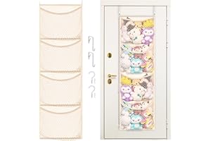 OFIRAY-HOME Over The Door Stuffed Animal Storage, Cotton Toy Organizer for Storage Plush Toys,Baby Supplies, Stuffed Animal Holder with 4 Large Pockets, Hanging Door Organizer for Nursery, Bedroom, Kids Room
