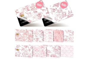 Kaciola Studio 9PCS Credit Card Skin Stickers, Pink Flowers Bow Debit Card Skin Cover Waterproof Removable Decal Cover Set for Transportation Debit Gifts Women (Pink Flowers)