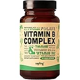 sapling Vegan Vitamin B Complex - Whole Food Blend with Essential B Vitamins B1, B2, B3, B5, B6, B7, Folate, B12-60 Caps
