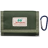 JEMINAL Mens Tri-fold Sport Outdoor Wallet for Men Women with Keychain Zipper Coin Pocket Card Holder Ultra-thin Waterproof Soft Green Nylon