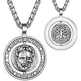 Cujiesp Memento Mori Necklace 925 Sterling Silver Skull Pendant for Men Memento Mori Skull Pendant Gift