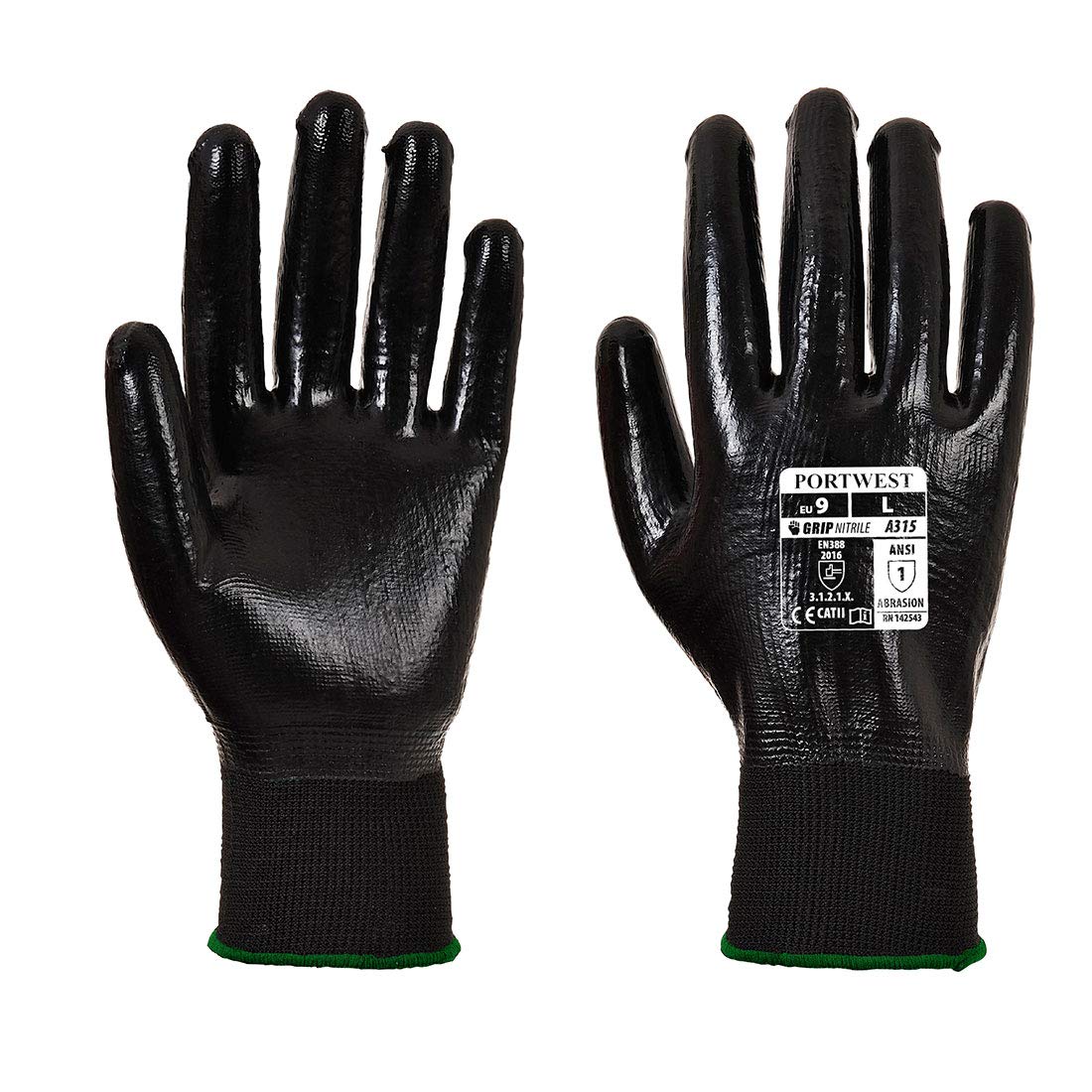 Portwest A315 Water Resistant All-Flex Grip Glove Black, X-Large