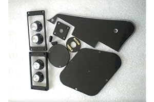 MYLES MUSIC SHOP Complete Guitar Pickguard & Accessories Kit for Epiphone Les Paul LP: Backplate, Rhythm Treble Switch Cover, Knobs, Humbucker Pickup Rings (Black)