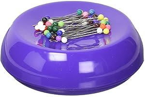 Grabbit Magnetic Sewing Pincushion with 50 Plastic Head Pins, Purple