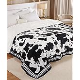 CAROMIO Heated Electric Blanket Queen Size with LCD Dual Controller, Cow Print Heating Blankets, 10 Heat Levels & 1-12H Time Settings, ETL Certified, Machine Washable, Black White, 84" x 90"