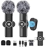 HEHOTTC Mini Wireless Lavalier Microphone for iPhone, iPad, Android Phone - Noise Reduction Lapel USB C Bluetooth Mic for Recording, Clip on Omni Lav Mic for Video Recording, Tiktok, YouTube, Vlog