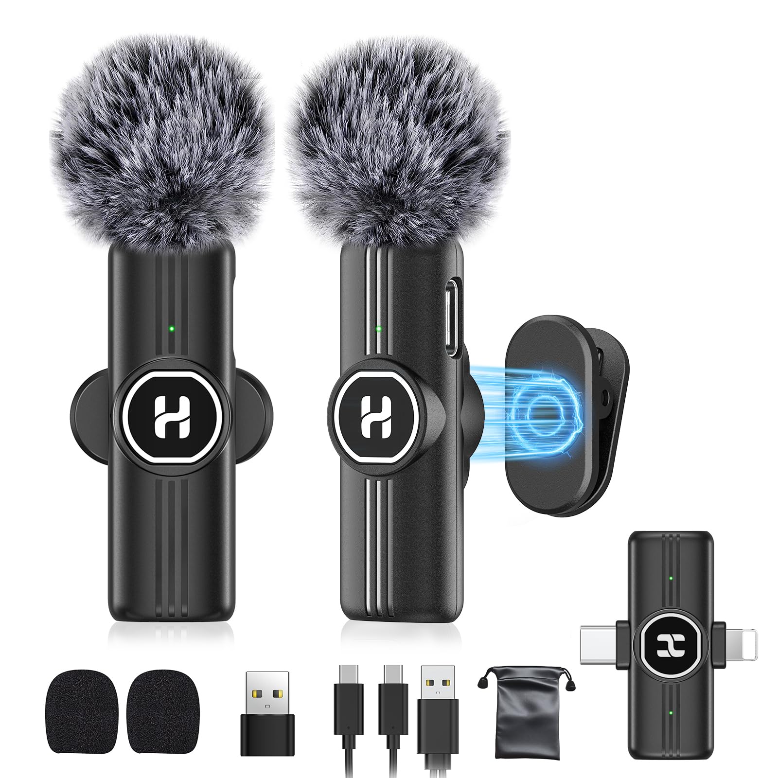 Photo 1 of HEHOTTC Mini Wireless Lavalier Microphone for iPhone, iPad, Android Phone - Noise Reduction Lapel USB C Bluetooth Mic for Recording, Clip on Omni Lav Mic for Video Recording, Tiktok, YouTube, Vlog