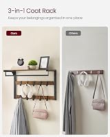 VASAGLE Wall-Mounted Coat Rack Shelf 10 Removable Hooks Rustic Brown Black view 4