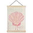 URLLUAE Beach Wall Decor, Preppy Pink Seashell Wall Art, Coastal Room Decor With Wooden Poster Hanger, Preppy Beach Room Deco