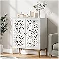 JOINICE,Accent Cabinet with Doors,Storage Cabinet with Gold Legs and Adjustable Shelf for Living Room,Entryway,Dining Room,Bedroom,White