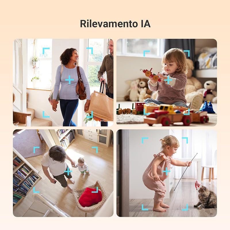 C6N G1 3K Telecamera Wi-Fi Interno, 5MP Videocamera Sorveglianza Interno Pan/Tilt/Zoom, Rilevamento di Persone, Visione Notturna a Colori con WDR, Chiamata Bidirezionale, Kit da 2