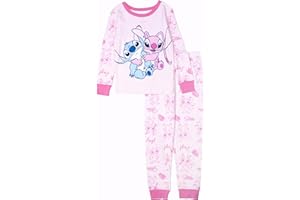 Disney Girls' 2-piece Snug-fit Cotton Holiday Matching Pajama Set, Soft & Cute for Kids