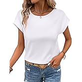 Bliwov Womens T Shirts Summer Tops Cap Sleeve Crewneck Casual Business Blouses 2026 Spring Clothes Fashion Outfits