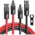 Temank 10AWG Solar Extension Cable 50Ft Red & Black, Both End with Universal Solar Connectors Plug & Play | Weatherproof PV Wire for RV, Boat, Off-Grid Systems​