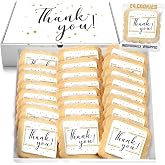 Thank You Cookies Gold Black Elegant Classy Appreciation Treats Party Favors Gift Basket for Teachers Employees Nurses | 24 Pack Individually Wrapped | Corporate Employees