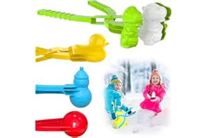 Zooawa Kids Sand Toy Snowball Maker, 4PCS Sand Playset, Sand/Mud/Snow Ball Fights Toy with Shape of Duck/Snowman/Snowball/Dinosaur, Summer Indoor Outdoor Travel Beach Sand Toys for 36Months Toddlers