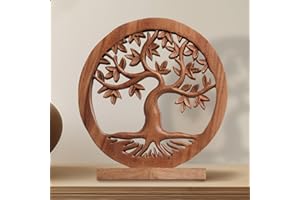 Decozen Solid Wood Tree of Life Sculpture - Home Decor, Living Room, Boho, Shelf, Coffee Table, Centerpiece Table Decorations, Mantle, Dining Table Centerpiece, Bathroom Shelf, Entryway, Farmhouse
