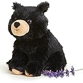 warmies Junior Microwavable & Weighted Stuffed Animals, Black Bear - Heated Stuffed Animal Plushie for Warmth & Comfort - Cute Soft Plush Toys for Adults & Children (Boys, Girls, Babies & Toddlers)